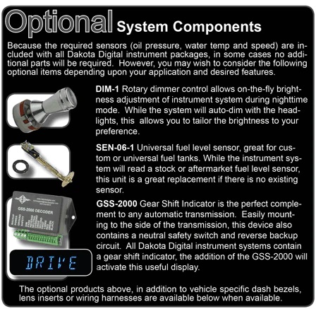 Dakota Digital 73-77 Malibu/MonteCarlo/El Camino BLK Blue Display